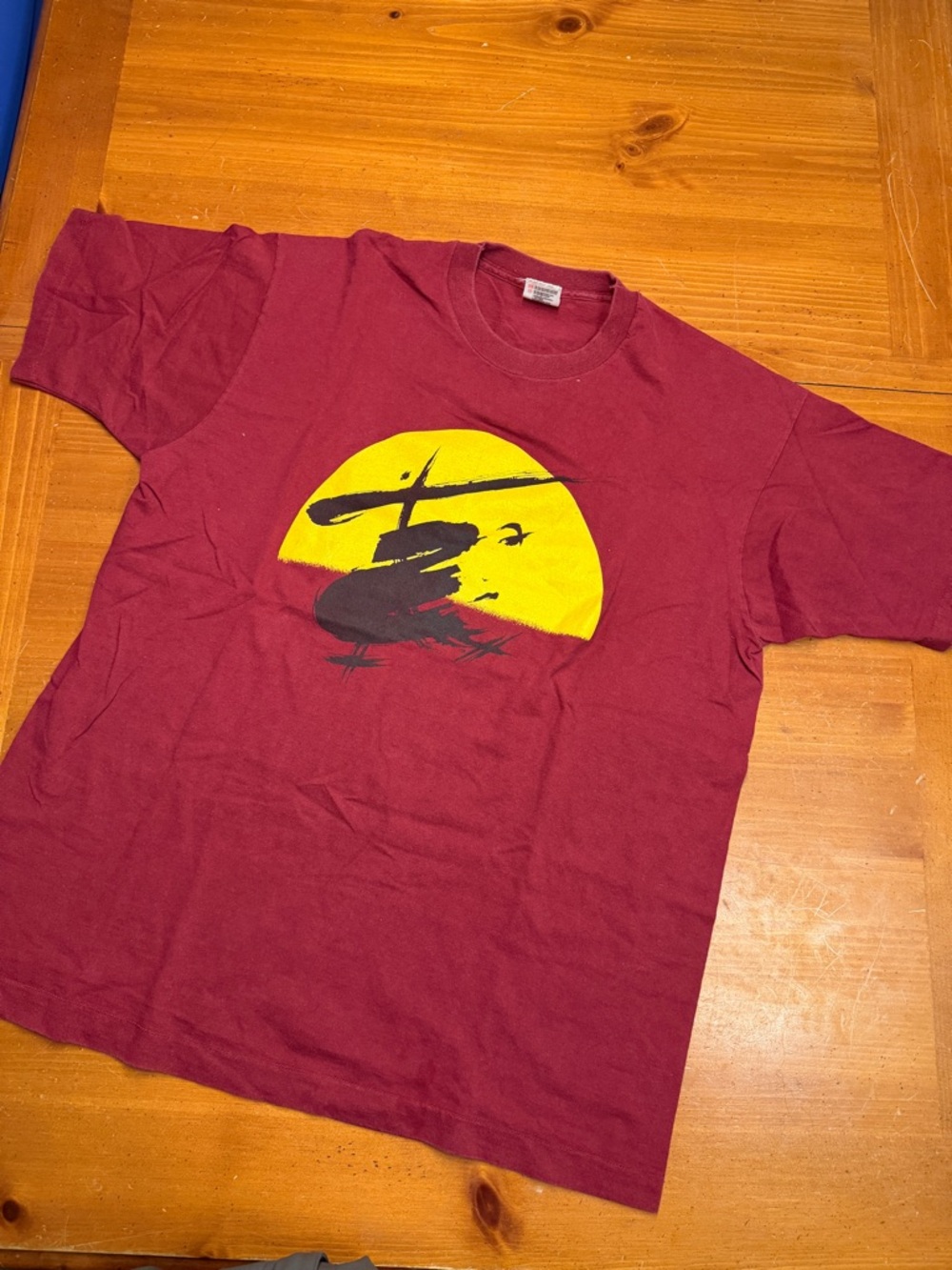 Fruit of the Loom Men's Short Sleeve Tee - Maroon with Yellow & Black Graphic